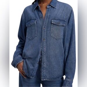 Good American Chambray Button Down Shirt